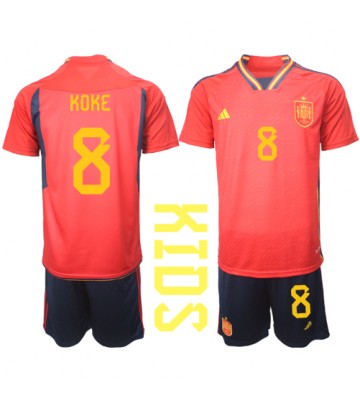 Spanien Koke #8 Replika Babytøj Hjemmebanesæt Børn VM 2022 Kortærmet (+ Korte bukser)